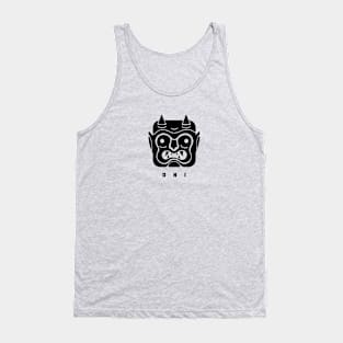 Minimalist, stylized Oni face in black ink Tank Top